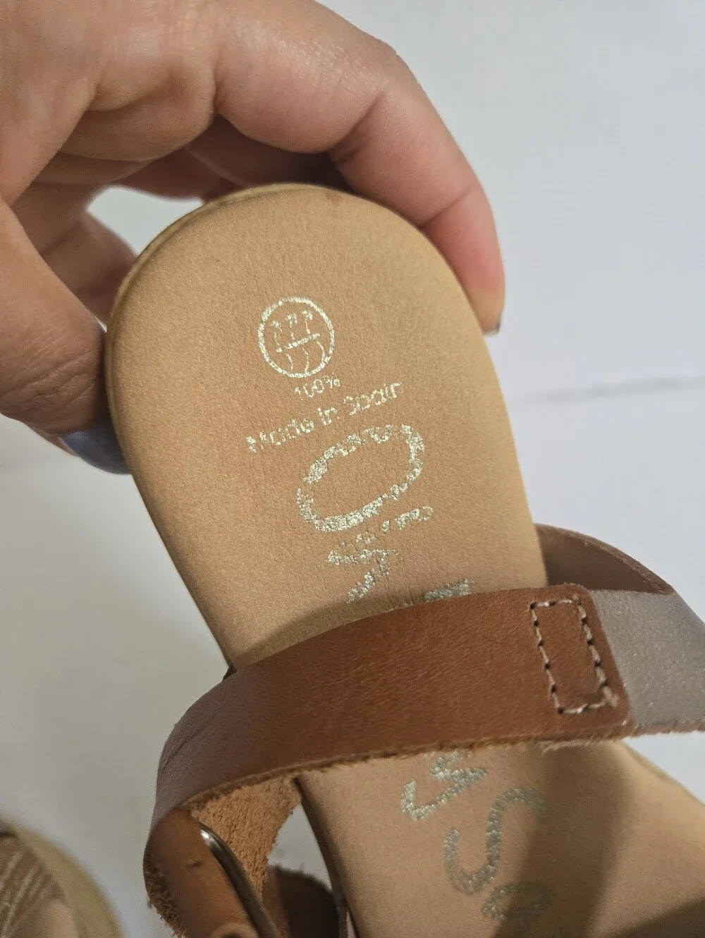 Light Brown Leather Strappy Platform Sandals Size 36